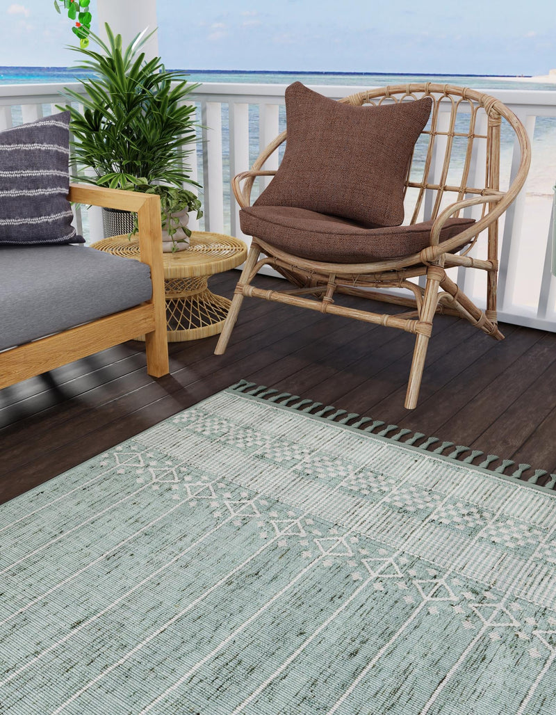 Sustainable Nomad Terrace Collection Area Rug - Reef Rectangle Sea Green lifestyle 24