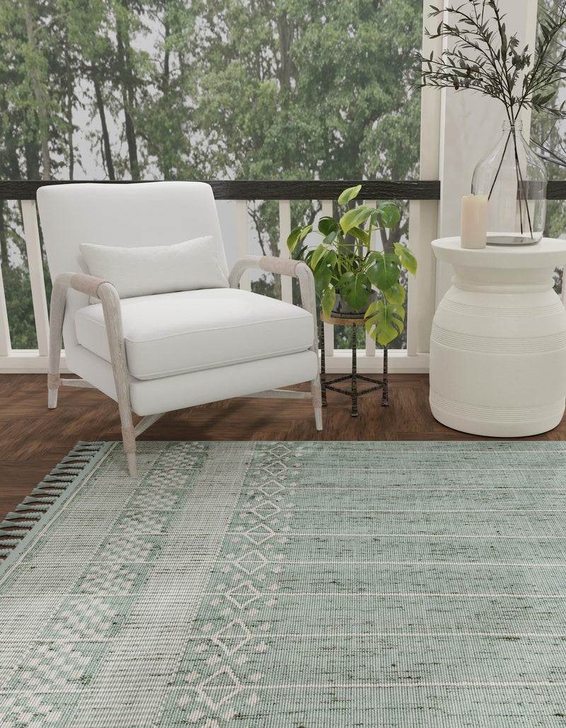 Sustainable Nomad Terrace Collection Area Rug - Reef Rectangle Sea Green lifestyle 38