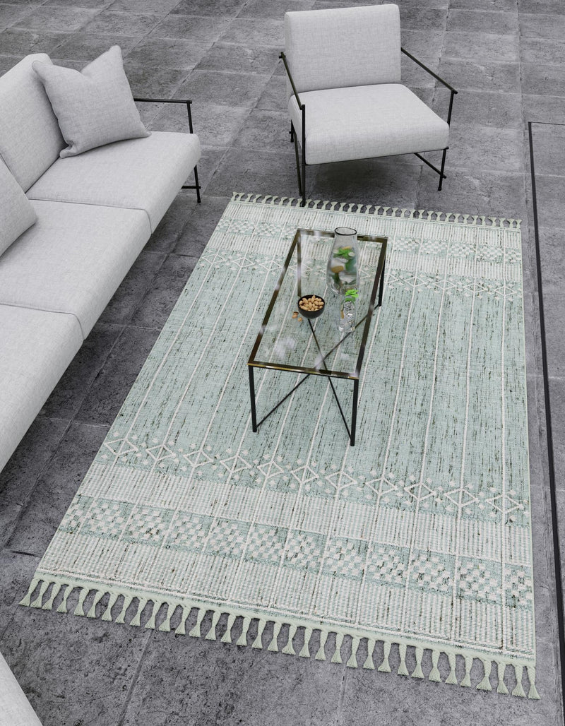 Sustainable Nomad Terrace Collection Area Rug - Reef Rectangle Sea Green lifestyle 50