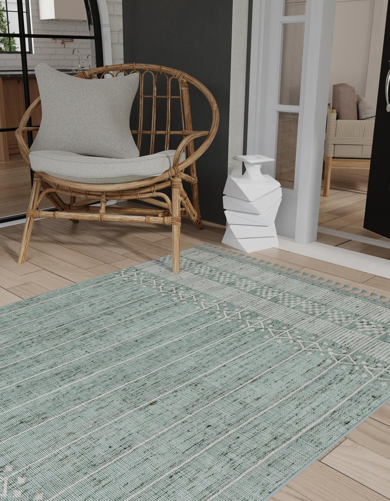 Sustainable Nomad Terrace Collection Area Rug - Reef Rectangle Sea Green lifestyle 56