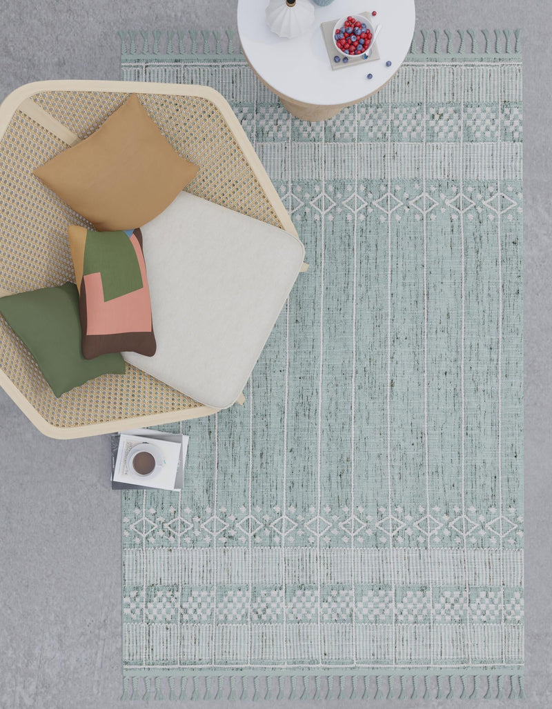 Sustainable Nomad Terrace Collection Area Rug - Reef Rectangle Sea Green lifestyle 73