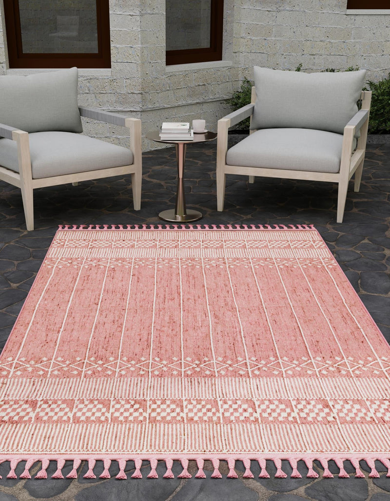 Sustainable Nomad Terrace Collection Area Rug - Reef Rectangle SOFT PINK lifestyle 3