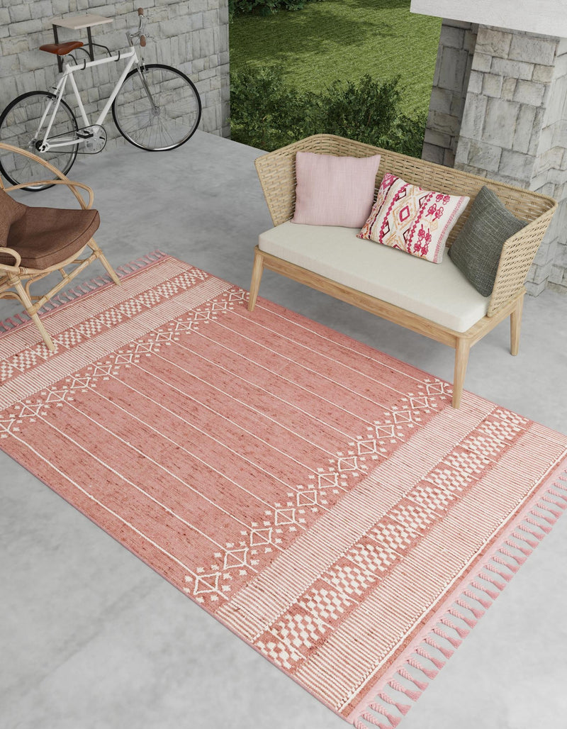 Sustainable Nomad Terrace Collection Area Rug - Reef Rectangle SOFT PINK lifestyle 5