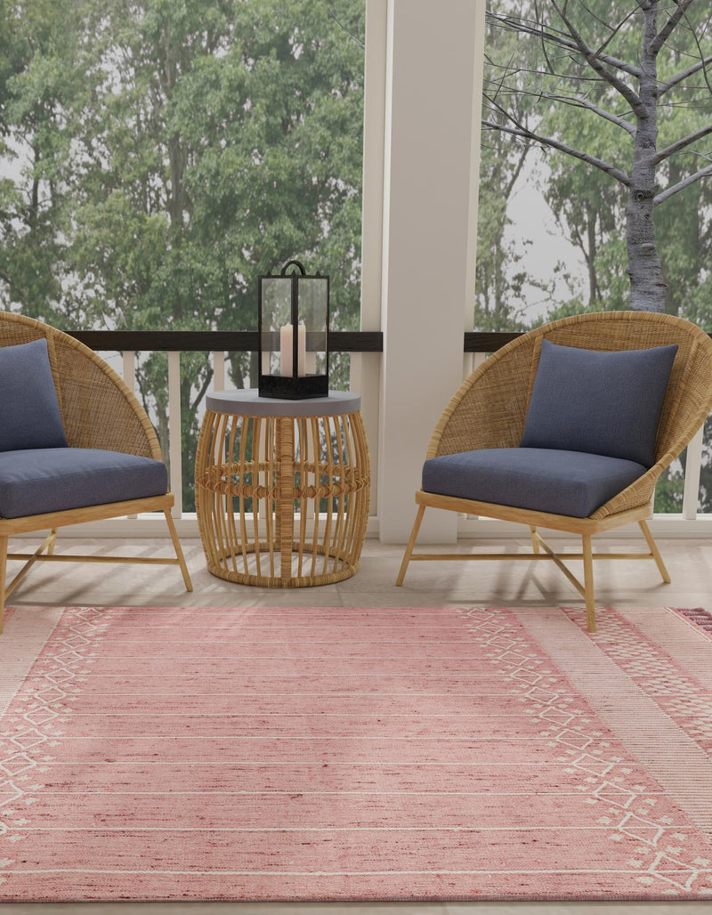 Sustainable Nomad Terrace Collection Area Rug - Reef Rectangle SOFT PINK lifestyle 7