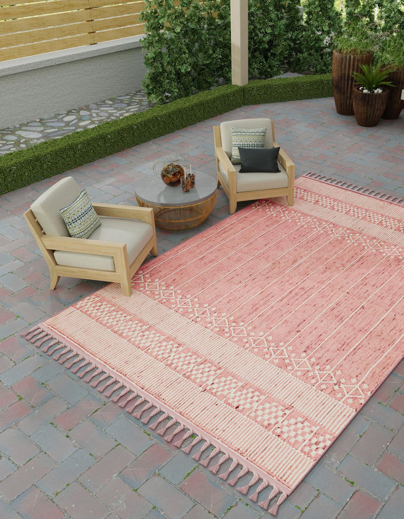 Sustainable Nomad Terrace Collection Area Rug - Reef Rectangle SOFT PINK lifestyle 9