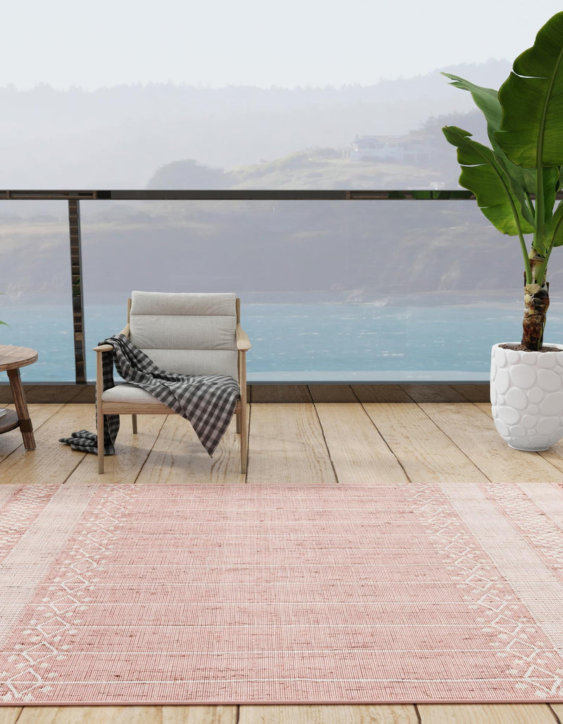 Sustainable Nomad Terrace Collection Area Rug - Reef Rectangle SOFT PINK lifestyle 11