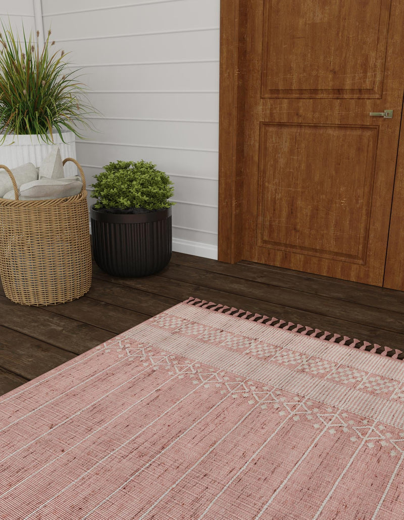 Sustainable Nomad Terrace Collection Area Rug - Reef Rectangle SOFT PINK lifestyle 13