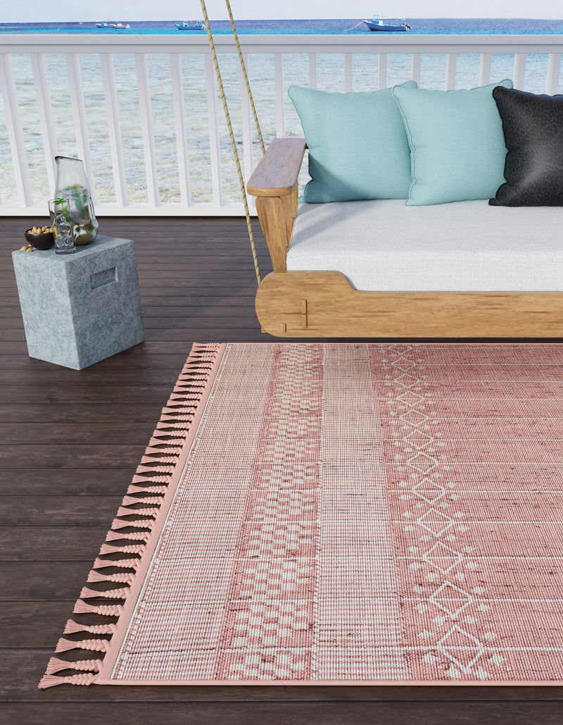 Sustainable Nomad Terrace Collection Area Rug - Reef Rectangle SOFT PINK lifestyle 15