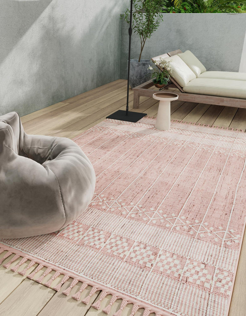 Sustainable Nomad Terrace Collection Area Rug - Reef Rectangle SOFT PINK lifestyle 17