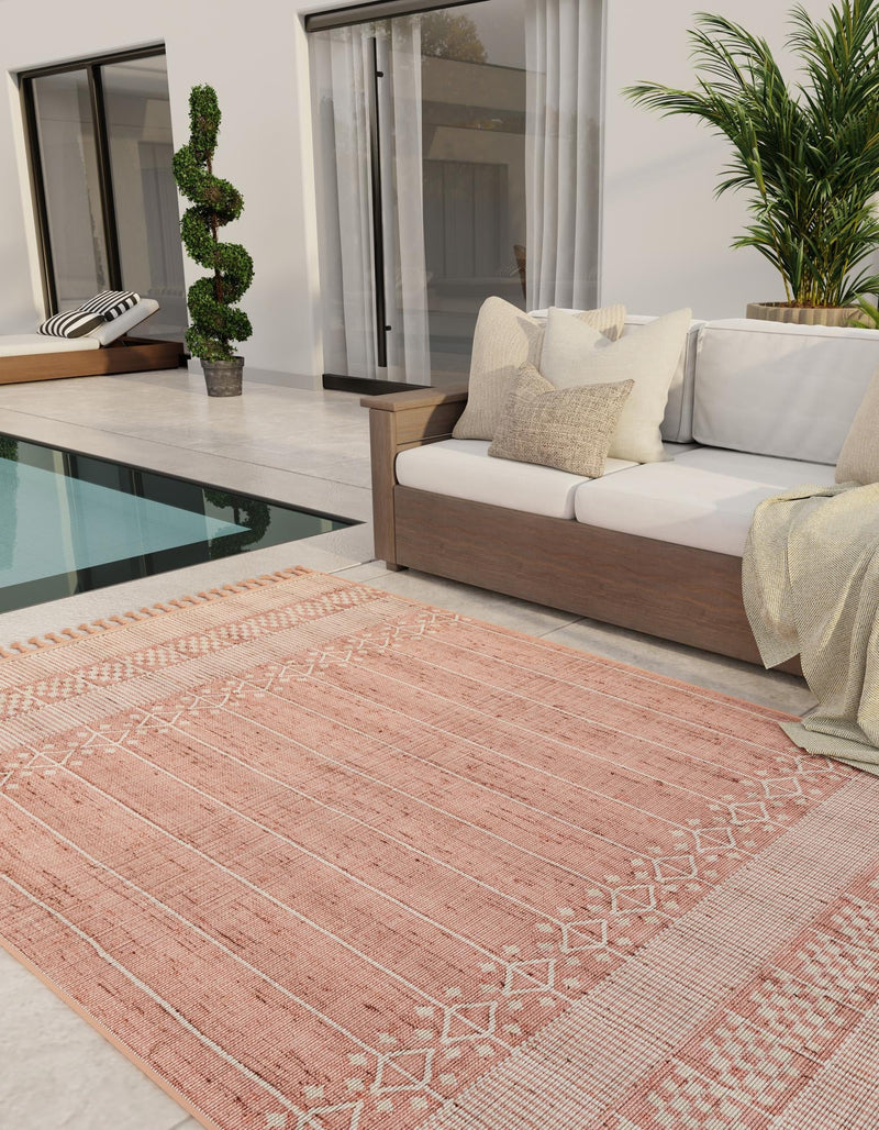 Sustainable Nomad Terrace Collection Area Rug - Reef Rectangle SOFT PINK lifestyle 19