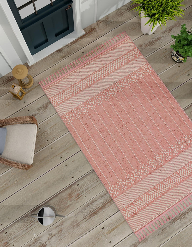 Sustainable Nomad Terrace Collection Area Rug - Reef Rectangle SOFT PINK lifestyle 42