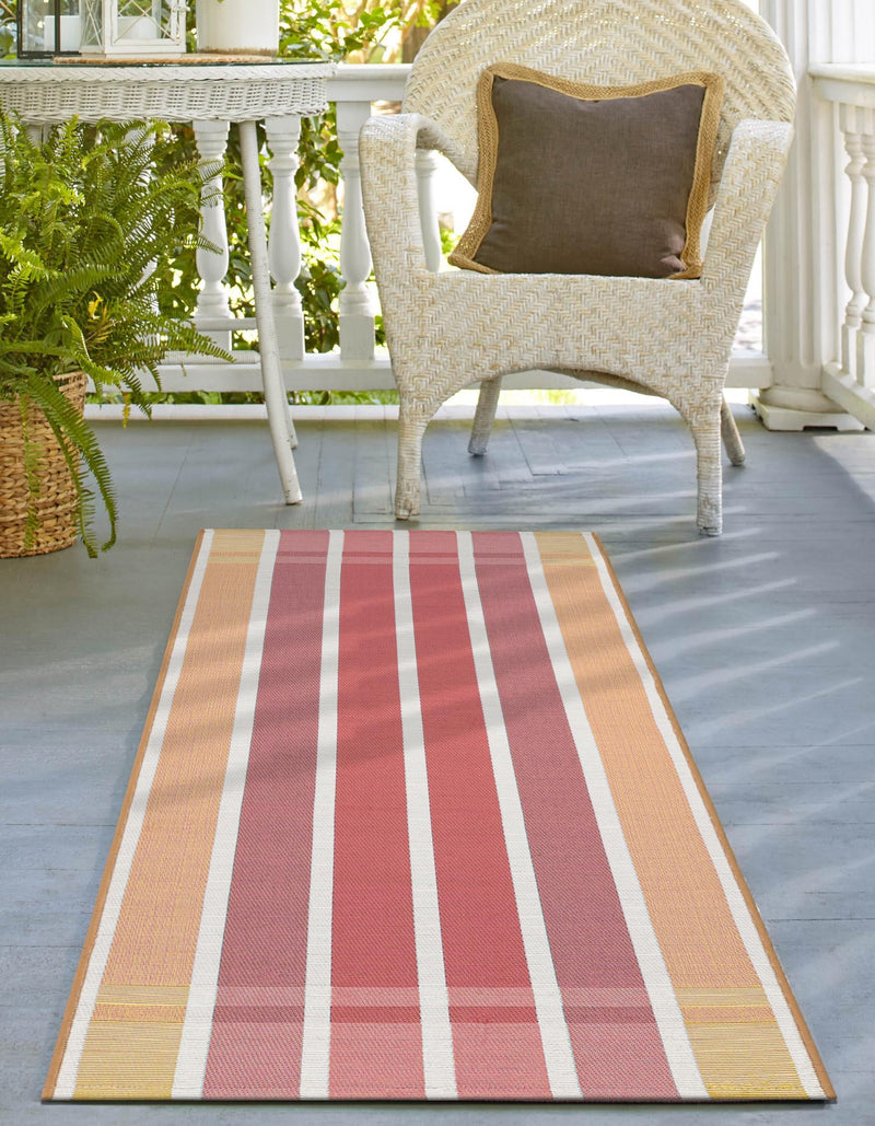 Seaside Stripes Collection Area Rug - Coral Runner Peach and Salmon lifestyle 27