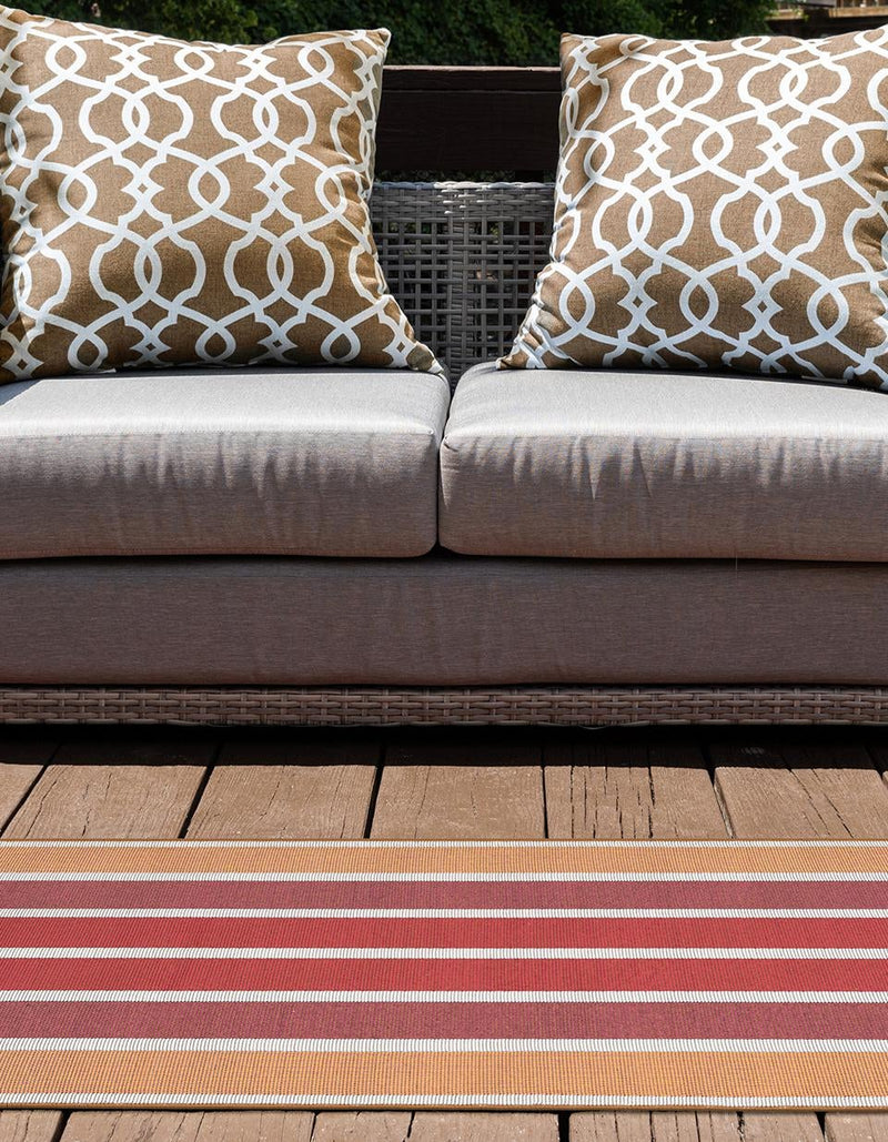 Seaside Stripes Collection Area Rug - Coral Runner Peach and Salmon lifestyle 45