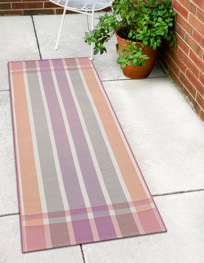 Seaside Stripes Collection Area Rug - Coral Runner Pink and Lavender lifestyle 48