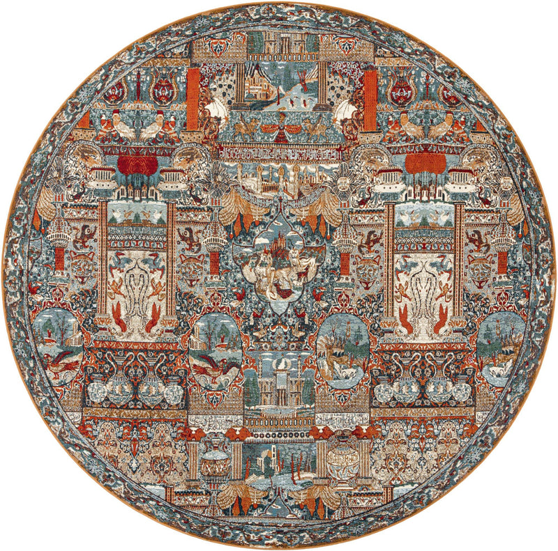 Patio Elegance Collection Area Rug - Oasis Round Multi lifestyle 16