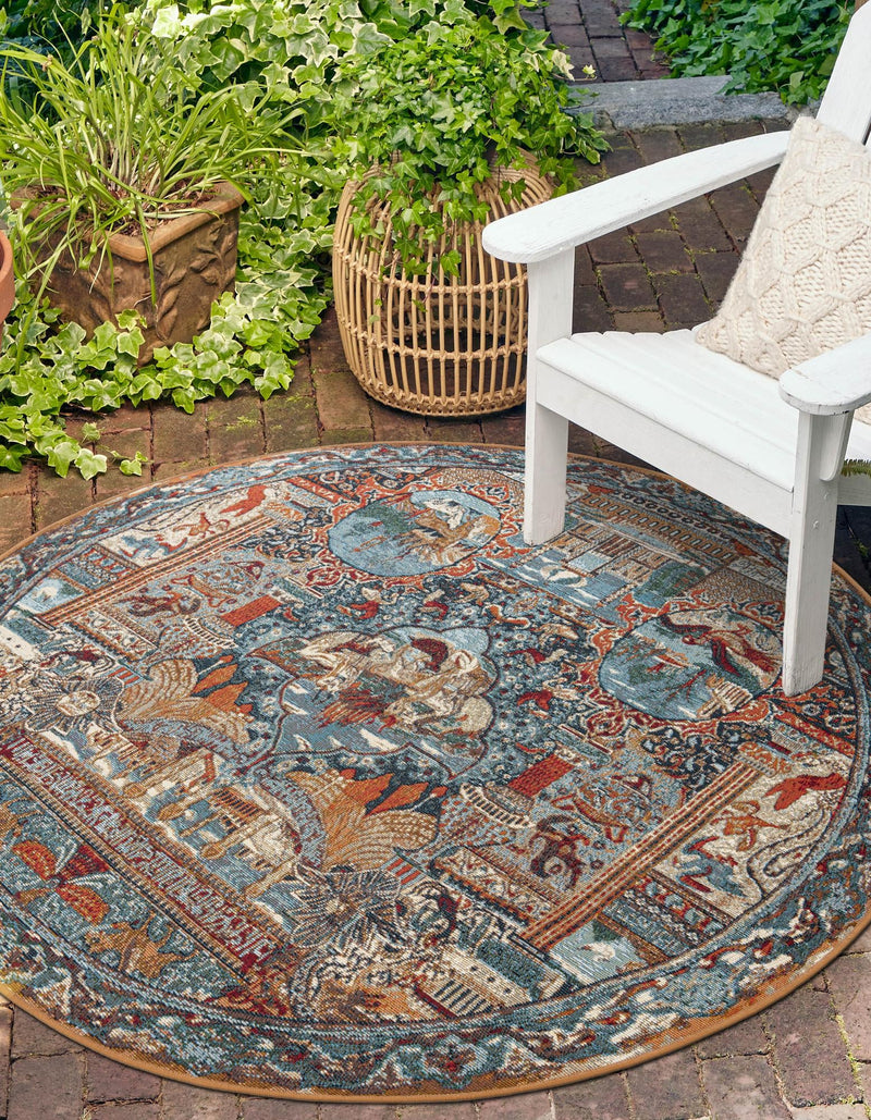 Patio Elegance Collection Area Rug - Oasis Round Multi lifestyle 19