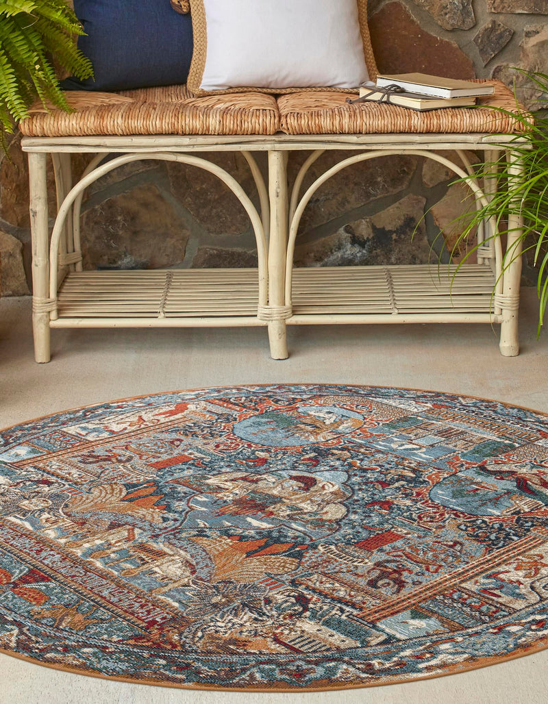 Patio Elegance Collection Area Rug - Oasis Round Multi lifestyle 22