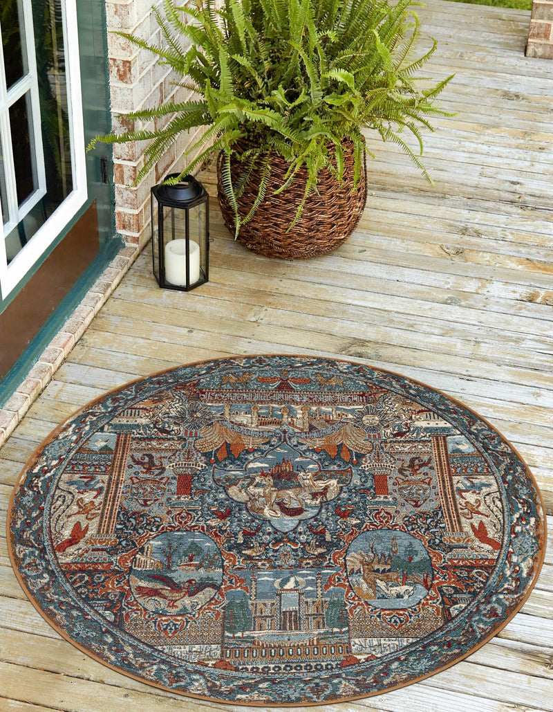 Patio Elegance Collection Area Rug - Oasis Round Multi lifestyle 28