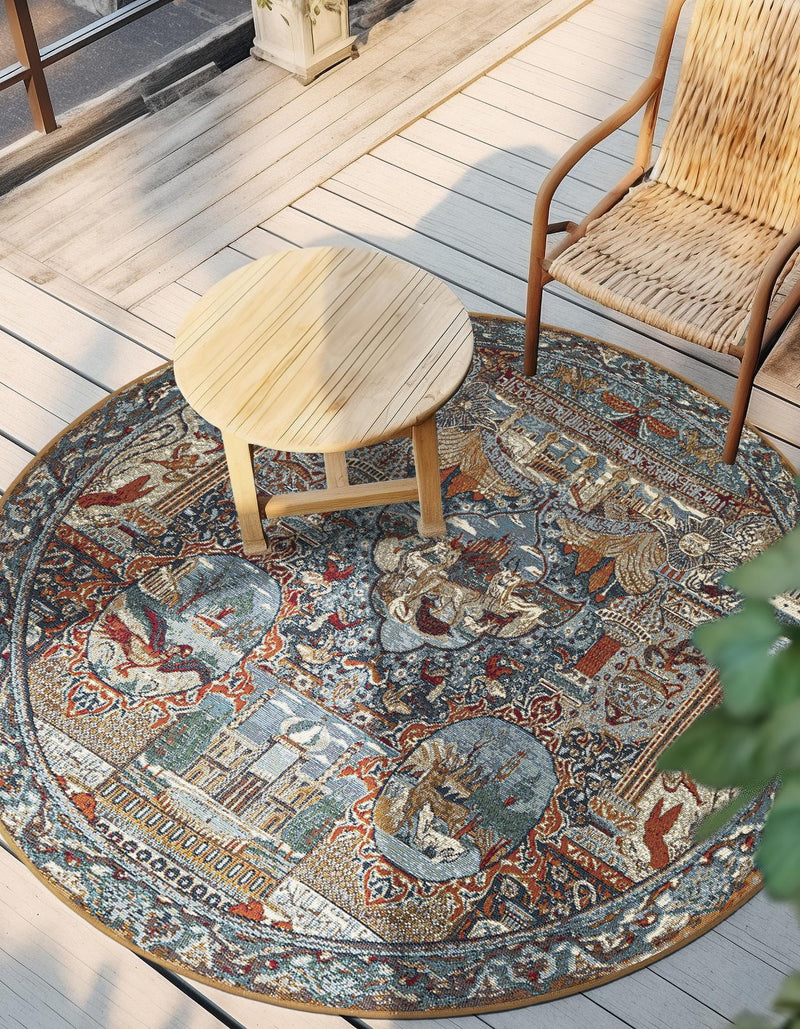 Patio Elegance Collection Area Rug - Oasis Round Multi lifestyle 32