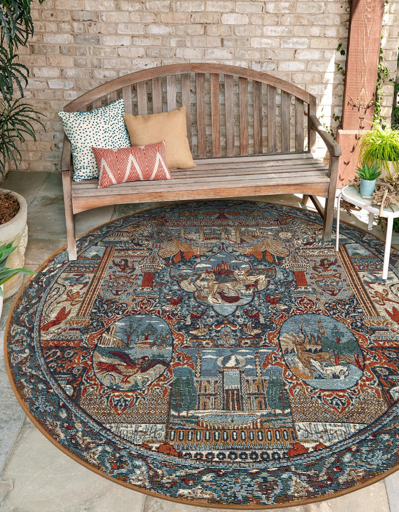 Patio Elegance Collection Area Rug - Oasis Round Multi lifestyle 38