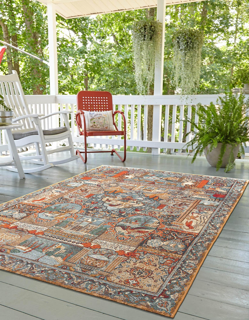 Patio Heritage Collection Area Rug - Oasis Rectangle Multi lifestyle 5
