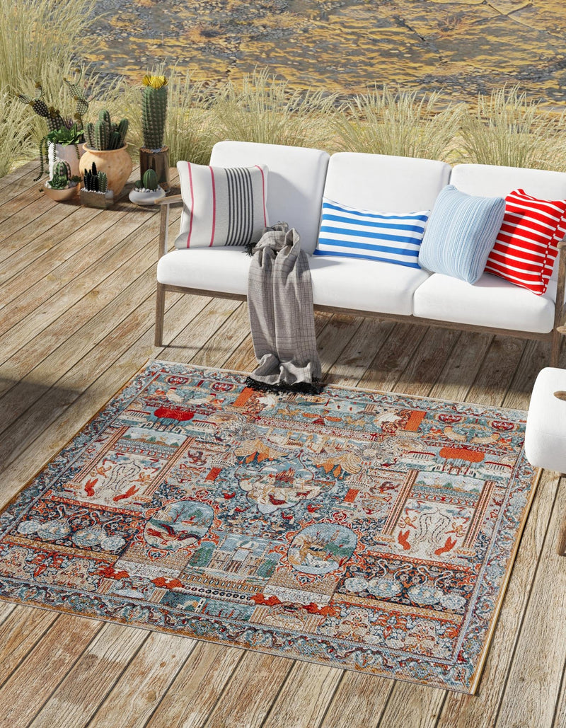 Patio Elegance Collection Area Rug - Oasis Square Multi lifestyle 21