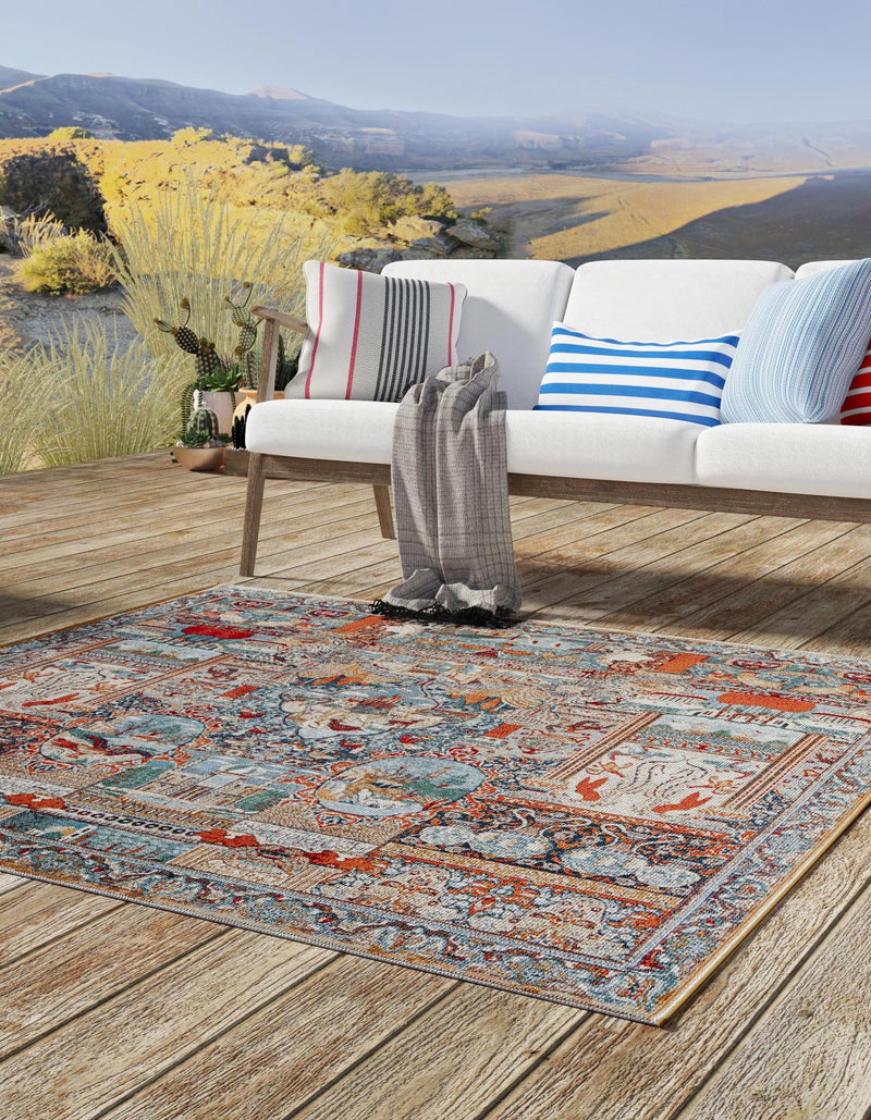 Patio Elegance Collection Area Rug - Oasis Square Multi lifestyle 24