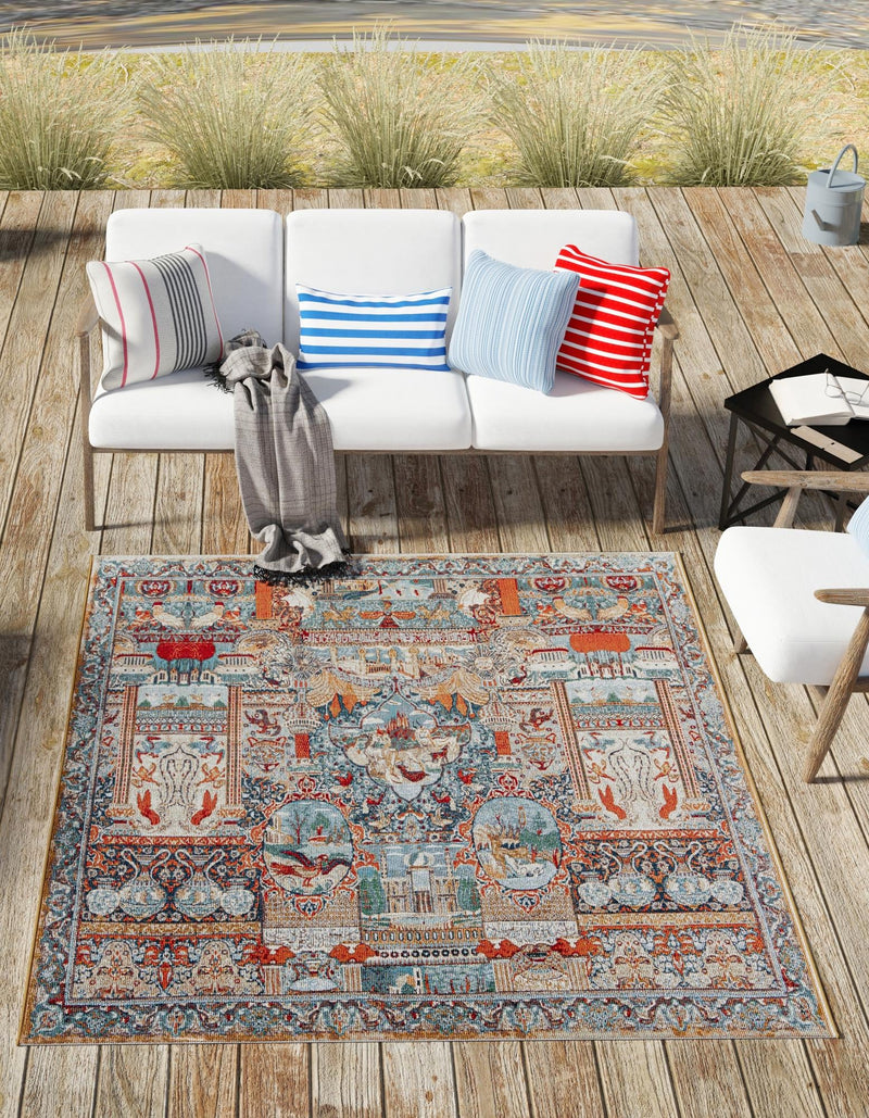 Patio Elegance Collection Area Rug - Oasis Square Multi lifestyle 27