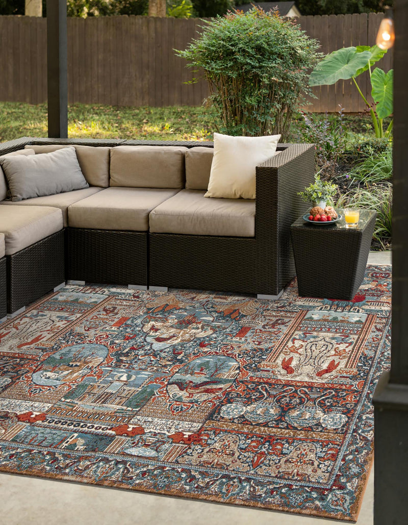Patio Heritage Collection Area Rug - Oasis Square Multi lifestyle 33