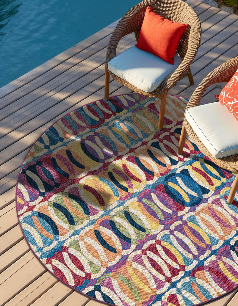 Urban Terrace Collection Area Rug - Boardwalk Round Multi lifestyle 23