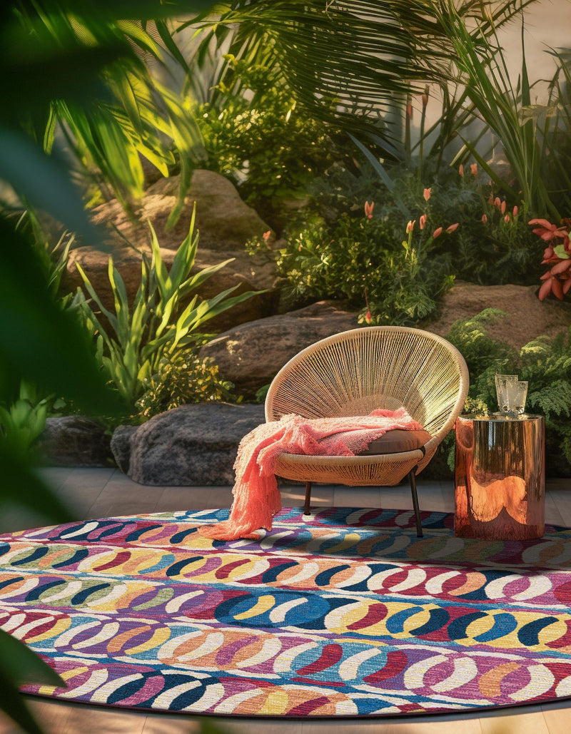 Urban Terrace Collection Area Rug - Boardwalk Round Multi lifestyle 26