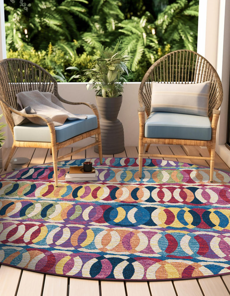 Urban Terrace Collection Area Rug - Boardwalk Round Multi lifestyle 29