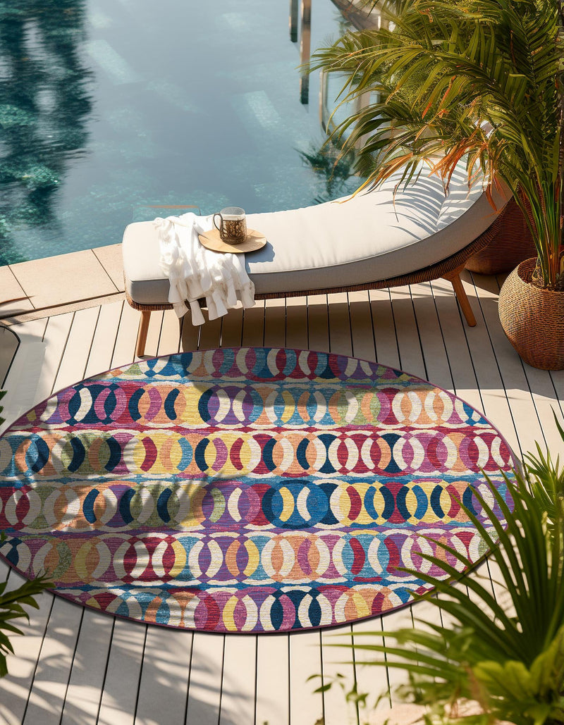 Urban Terrace Collection Area Rug - Boardwalk Round Multi lifestyle 38