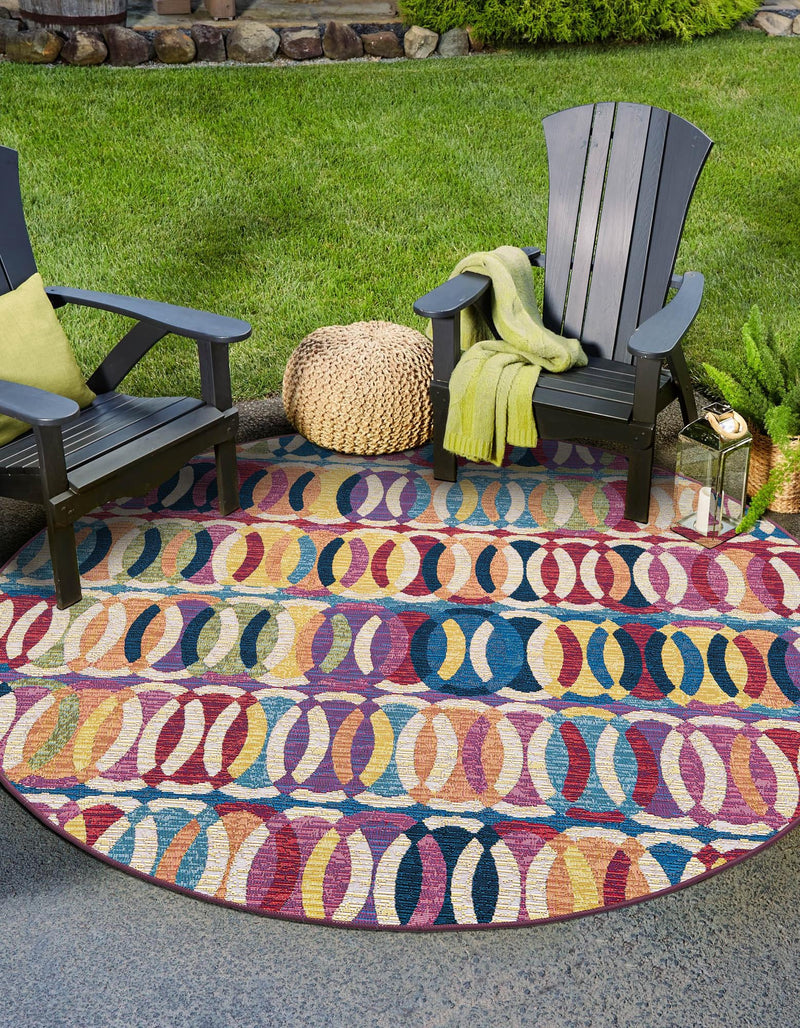 Urban Terrace Collection Area Rug - Boardwalk Round Multi lifestyle 47