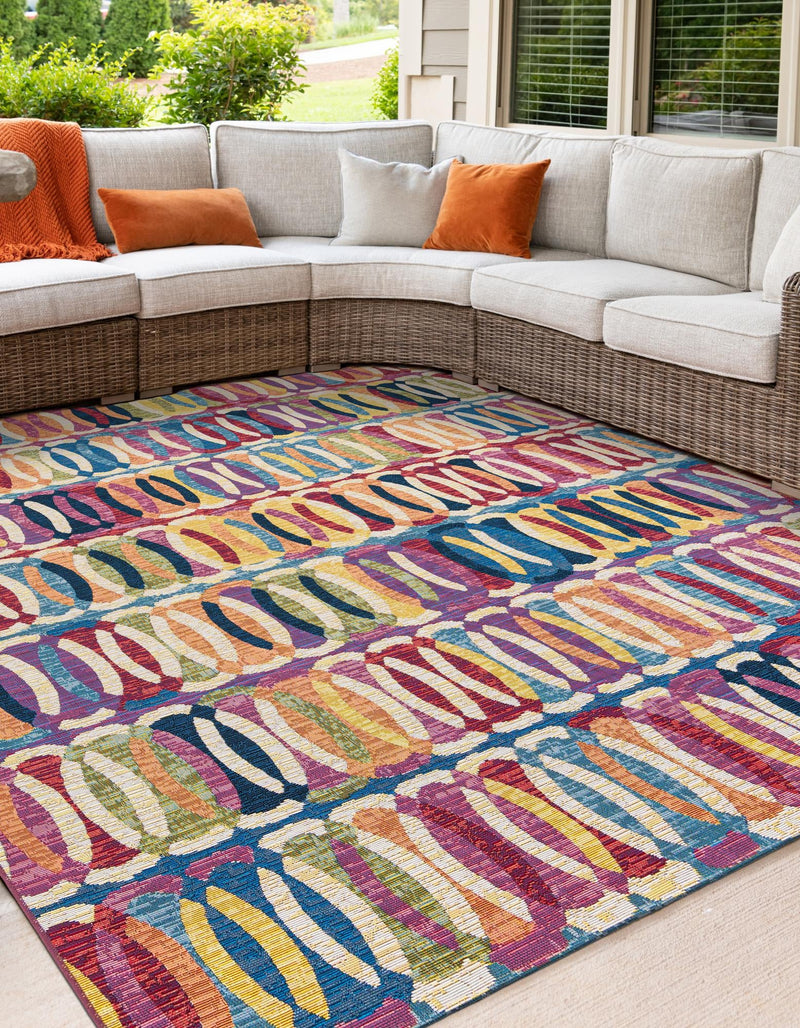 Urban Terrace Collection Area Rug - Boardwalk Square Multi lifestyle 25