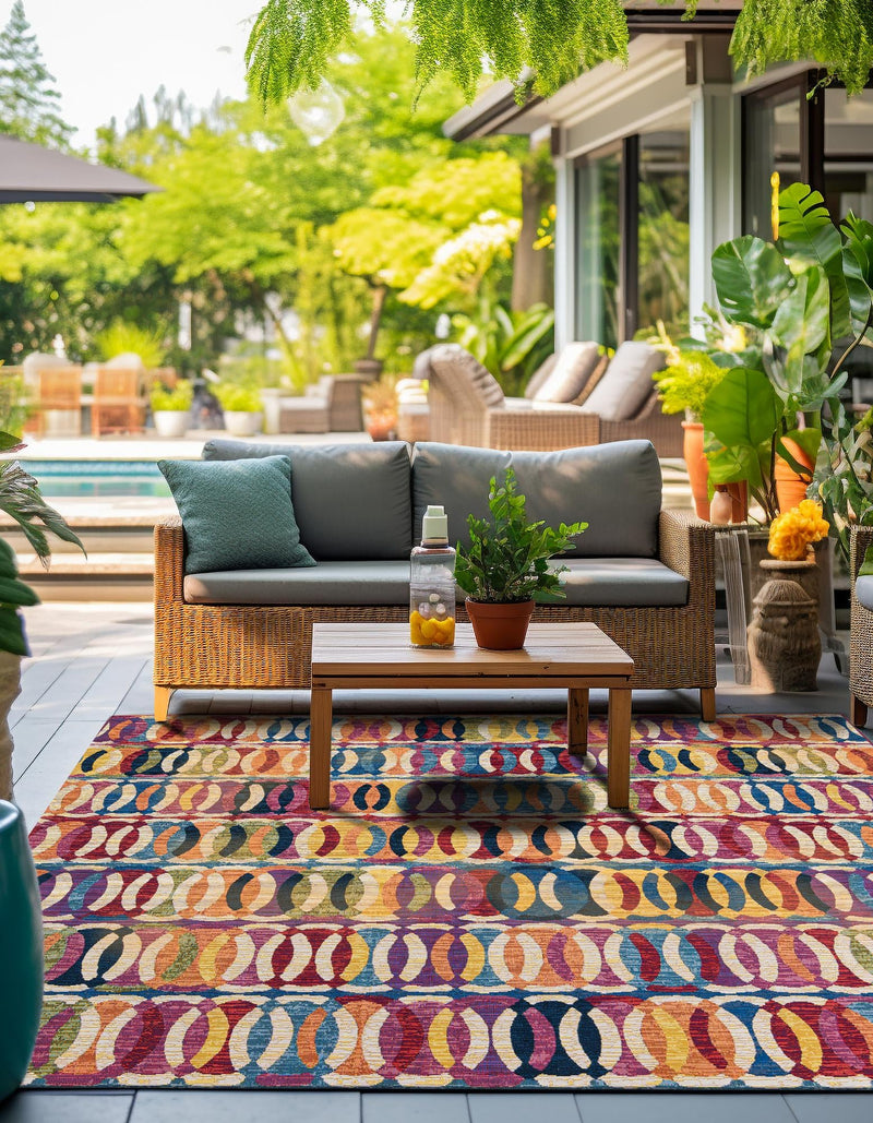 Urban Terrace Collection Area Rug - Boardwalk Square Multi lifestyle 28