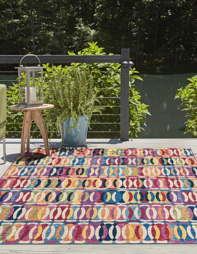 Urban Terrace Collection Area Rug - Boardwalk Square Multi lifestyle 31