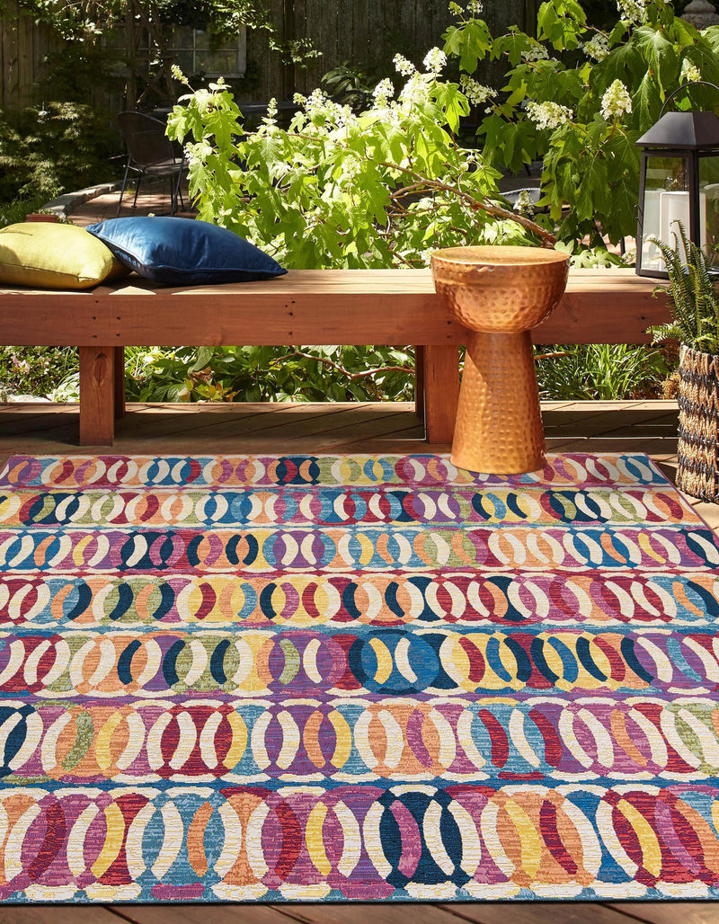 Urban Terrace Collection Area Rug - Boardwalk Square Multi lifestyle 34