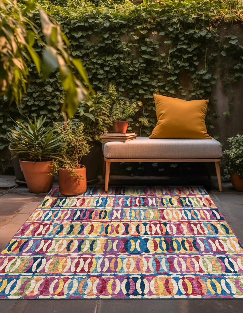 Urban Terrace Collection Area Rug - Boardwalk Square Multi lifestyle 37