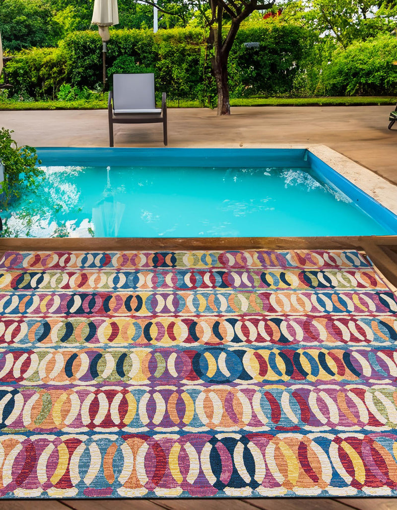 Urban Terrace Collection Area Rug - Boardwalk Square Multi lifestyle 46