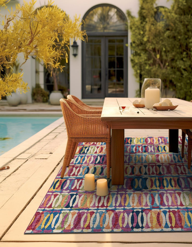 Urban Terrace Collection Area Rug - Boardwalk Square Multi lifestyle 49