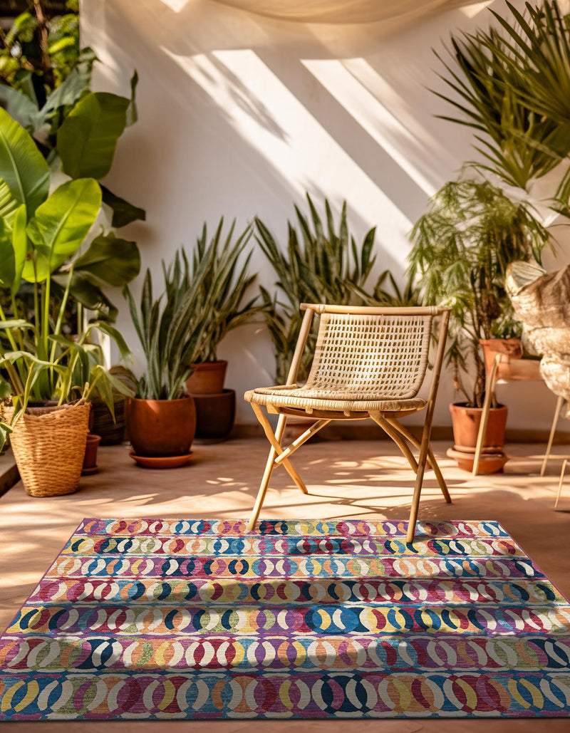 Urban Terrace Collection Area Rug - Boardwalk Square Multi lifestyle 52