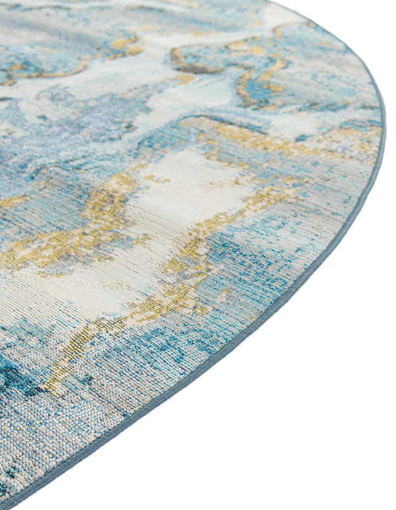 Urban Terrace Collection Area Rug - Vertex Round Blue and Ivory lifestyle 59