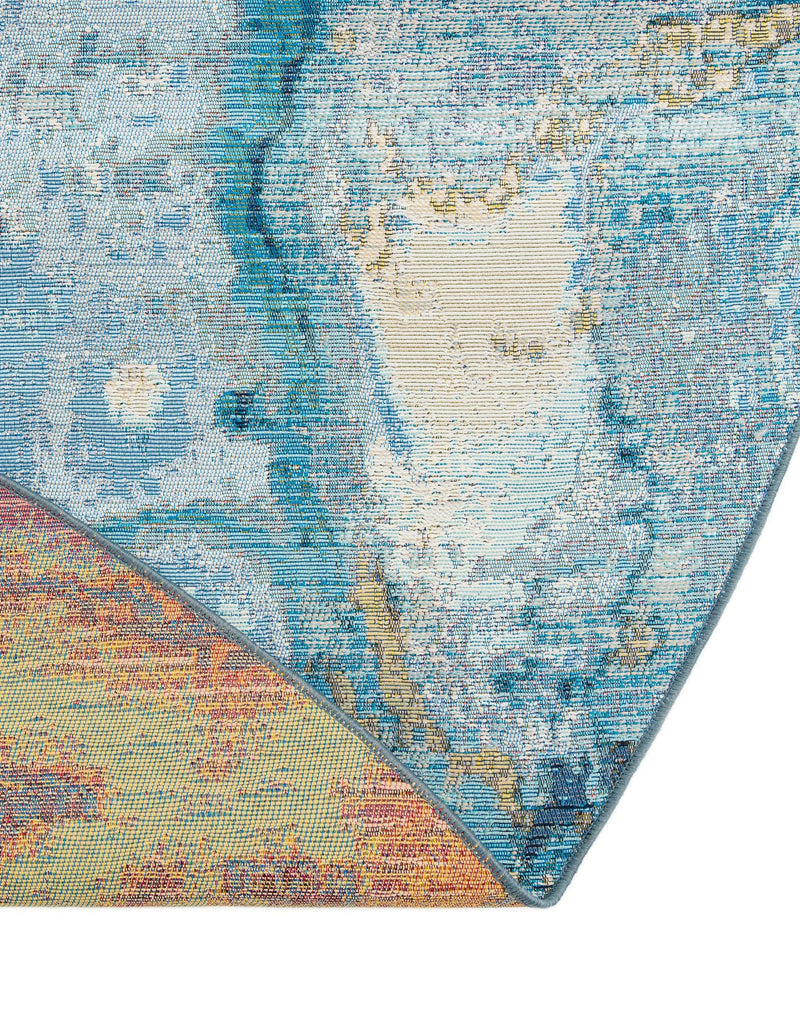 Urban Terrace Collection Area Rug - Vertex Round Blue and Ivory lifestyle 65