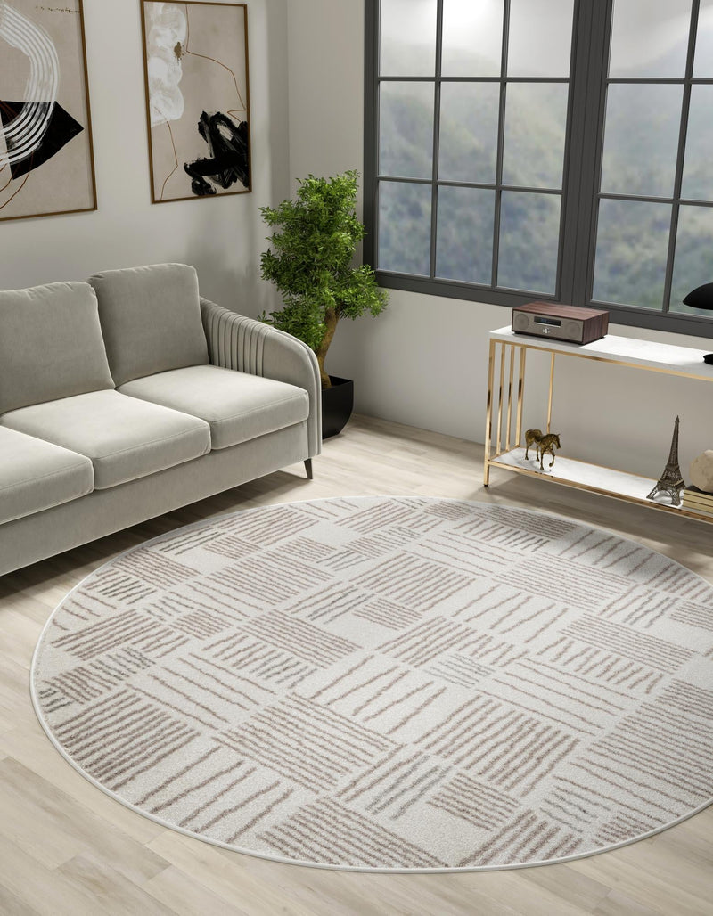 Charleston Elegance Collection Area Rug - Palmetto Round Ivory lifestyle 66