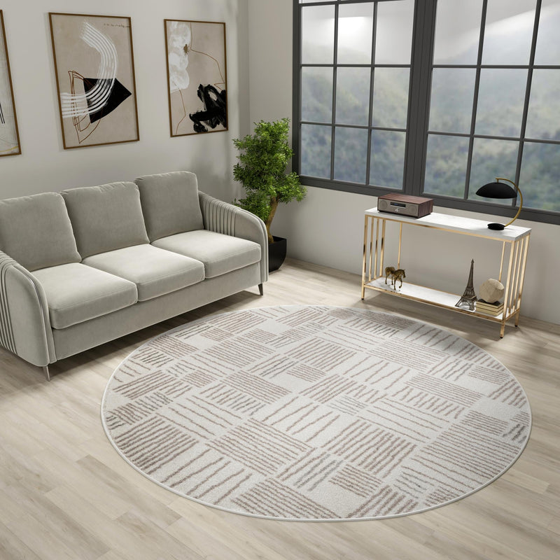 Charleston Elegance Collection Area Rug - Palmetto Round Ivory lifestyle 164