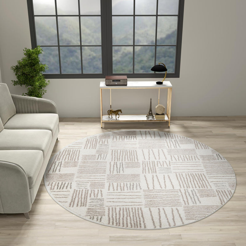 Charleston Elegance Collection Area Rug - Palmetto Round Ivory lifestyle 176