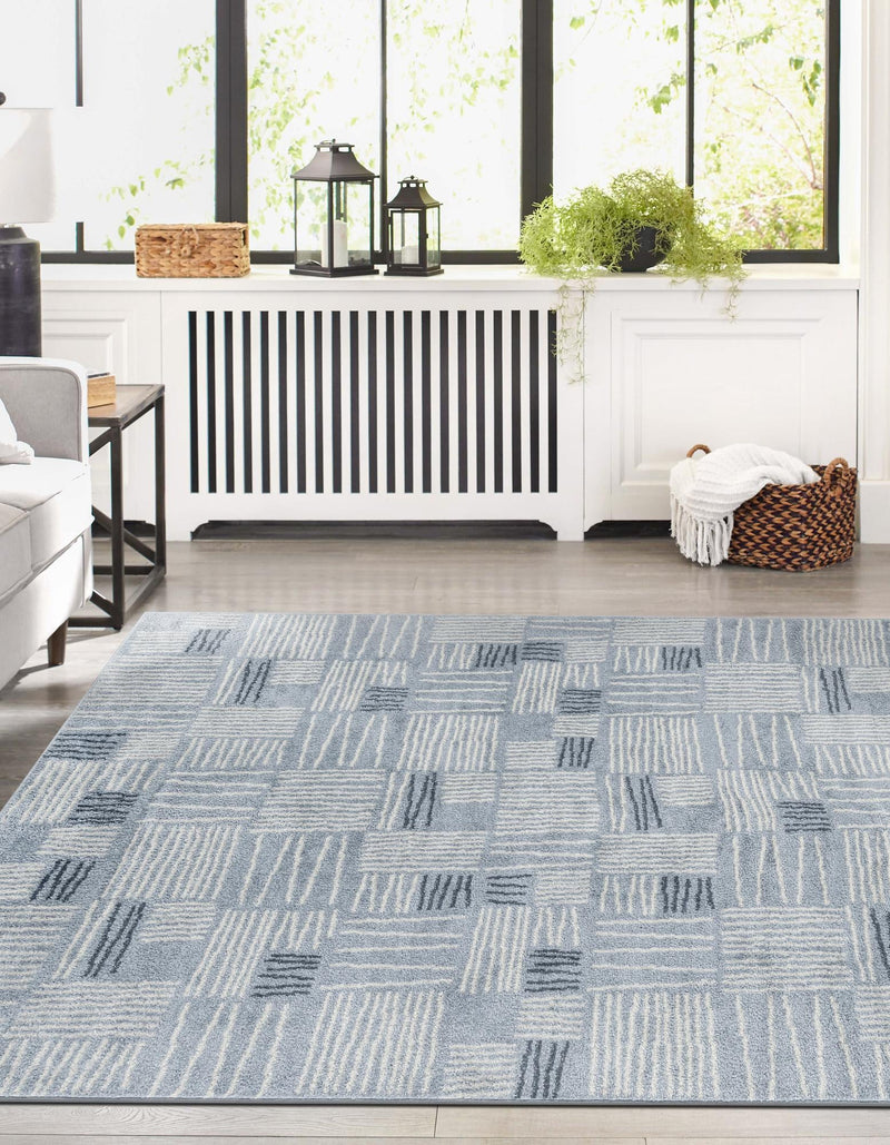 Charleston Elegance Collection Area Rug - Palmetto Rectangle Light Blue lifestyle 19