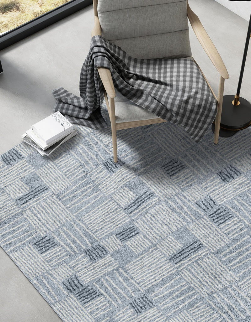 Charleston Elegance Collection Area Rug - Palmetto Rectangle Light Blue lifestyle 22