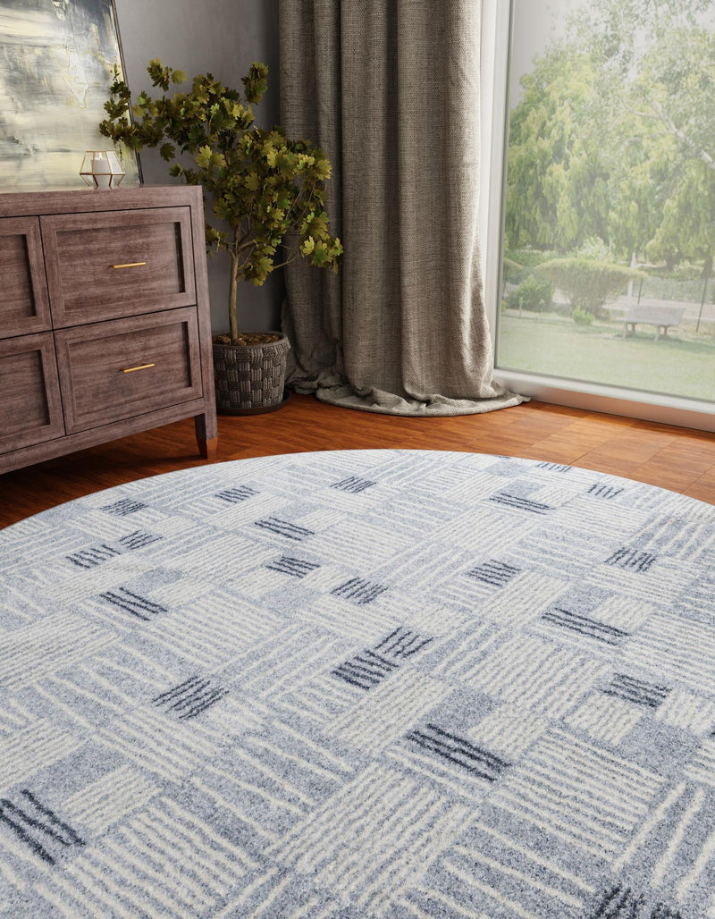 Charleston Elegance Collection Area Rug - Palmetto Round Light Blue lifestyle 3